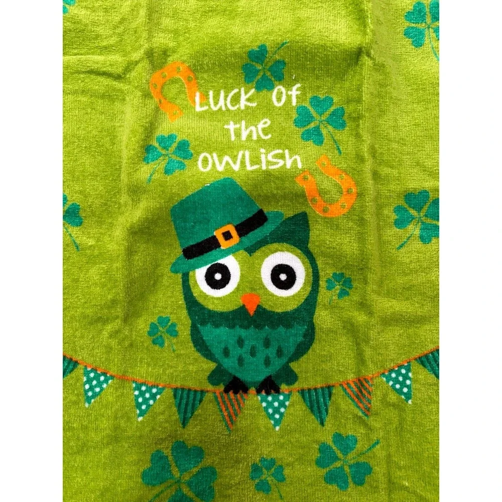 St Patrick's day hand towel owl